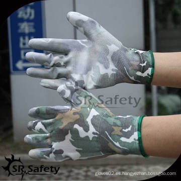 SRSAFETY 13G tejido de nylon de trabajo PU guantes de muestra